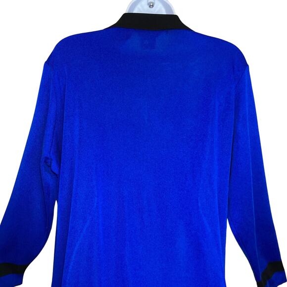 Exclusively Misook Medium Colorblock Royal Blue Jacket With Black Trim Pockets M - Picture 7 of 16
